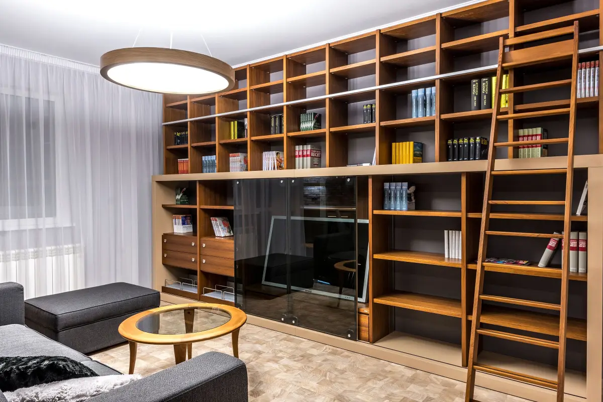 Bibliothèque avec échelle